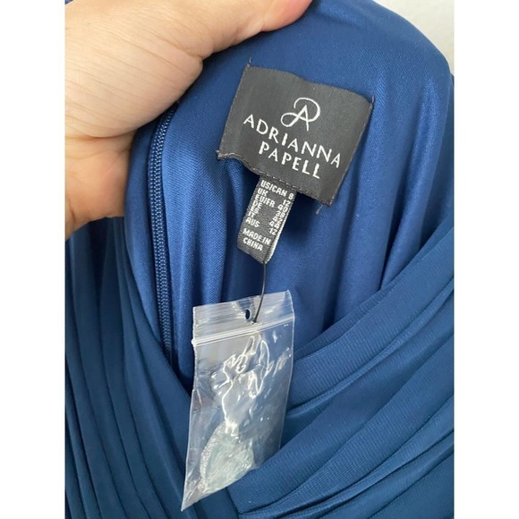 Adrianna Papell Drape Gown Navy 8 NWT - Picture 5 of 7